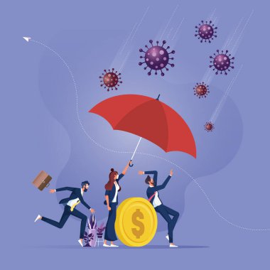 Lider, Şemsiye Savunması Coronavirus 2019 veya Covid-19 ile Ekibini Koru İş Kadını