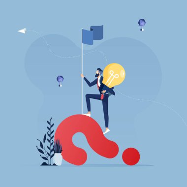 Problem çözümü - İş adamı ampulle ilgili bir fikri olan bir problem çözüyor