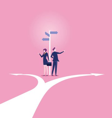 En iyi çözümü seçen bir iş adamı. İş vektörü illüstrasyonunu kavra