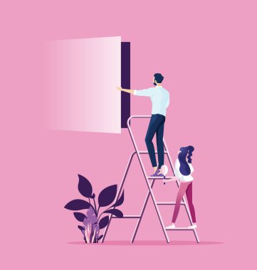 Businessman trying to find way out vector Businessman trying to find way out vector