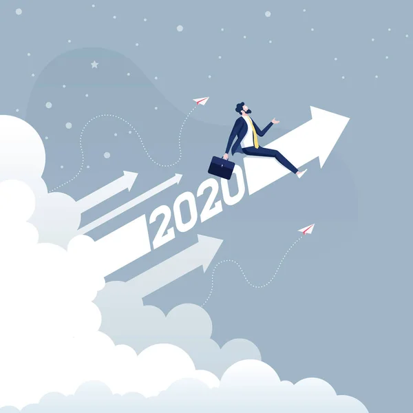 2020 Okla Uçan Adamı Konsepti Yükseliyor — Stok Vektör