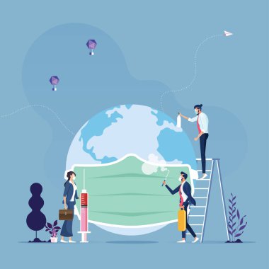 Dünya 'yı Corona Virüs-İş Konseptinden kurtarma metaforuyla dünyaya bir iş grubu yerleştirdi