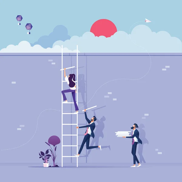 Geschäftsteam Baut Eine Treppe Zum Erfolg Teamwork Konzept — Stockvektor