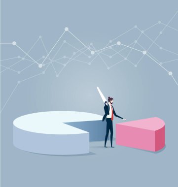 Pasta grafiği bir parça dışarı kesme işadamı