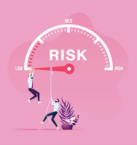 Ğne Hızı Göstergesinde Asılı Kalan Işadamı Düşük Risk Yönetimi Kavramı — Stok Vektör