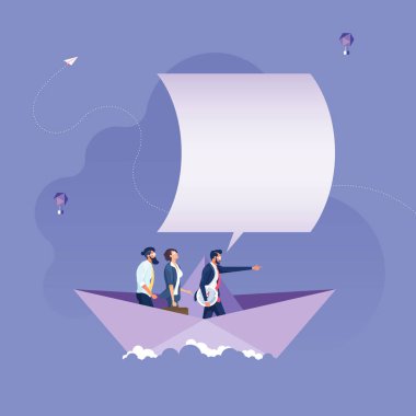 Lider kağıt tekneler ve iş dünyası liderlik kavramını işaret ediyor.