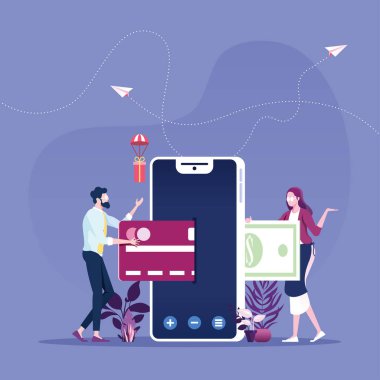 Cep telefonu ödemesi - kredi kartı ve akıllı telefon konseptiyle online alışveriş