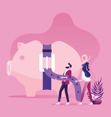 Sıkı kemer işi finansal konsepti olan domuz kumbarası.