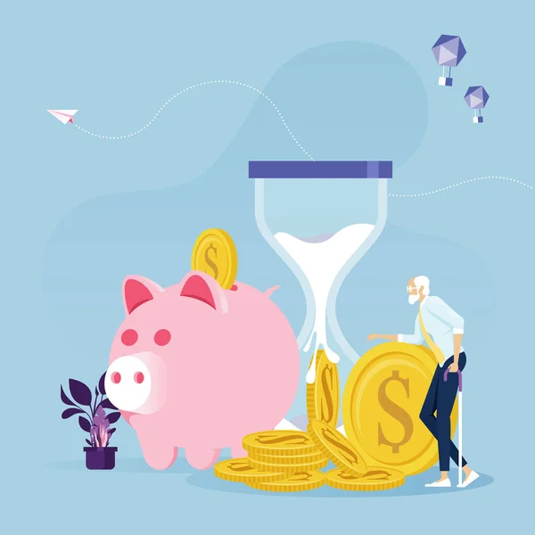 Altunternehmer Mit Rentengeld Finanzplan Konzept — Stockvektor