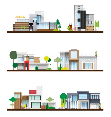 Beyaz arka plandaki kullanışlı modern ev