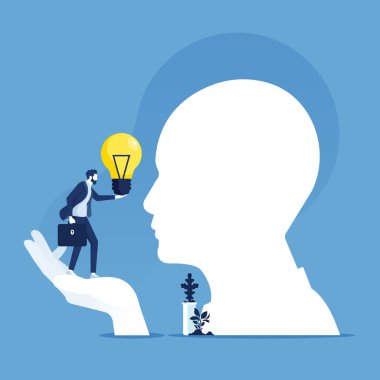 Küçük işadamı başlangıç projesi fikrini yatırımcılara, yeni proje girişimi ve ortaklık kavramına sundu