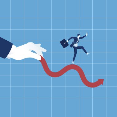 İş adamlarının yürüdüğü büyük el sıkışma grafiği, iş gücü ve rekabet konsepti