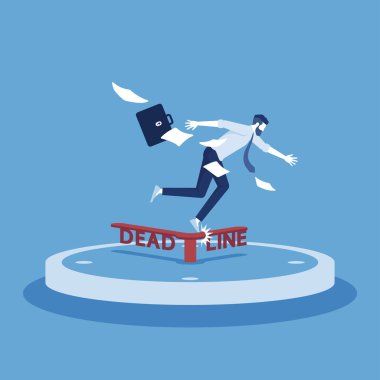 Meşgul işadamı yerde son teslim tarihine takılıyor, zaman yönetimi kavramı