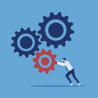 İş süreci ve finansal mekanizma kavramı, iş adamı dişli sistemi, iş çözümünü değiştiriyor