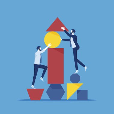 Takım çalışması soyut geometrik şekilleri, iyi işbirliği ve takım çalışması kavramını düzenler.