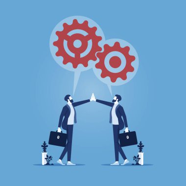 İş ortaklığı, anlaşma ya da iş anlaşması pazarlığı, iş adamları iş anlaşması için beş kişi.