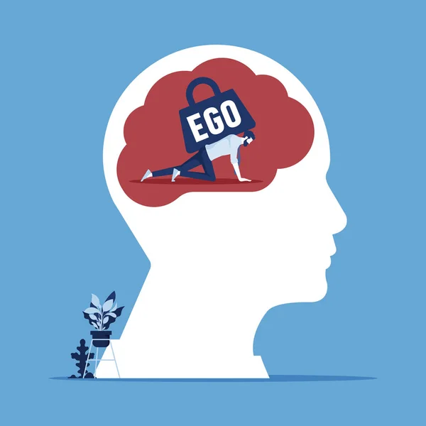 Businessman Can Barely Crawl Heavy Load Called Ego His Back — Stock Vector
