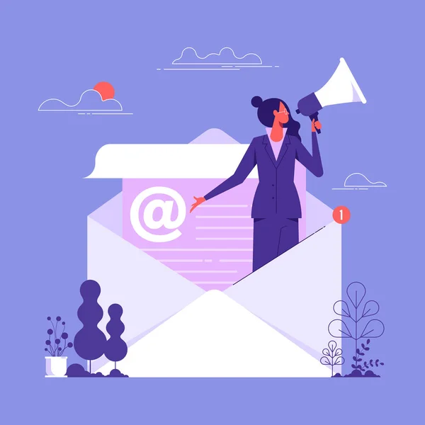 Email Marketing Crm Abonnement Sur Web Envoi Newsletter Par Mail — Image vectorielle