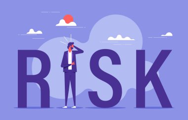 Risk vektörü konsepti arasında, RISK sözcüğüne sahip iş adamı