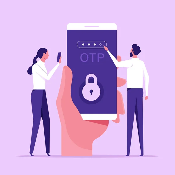 Otp Authentication Secure Verification Never Share Otp Bank Details Concept — Stok Vektör