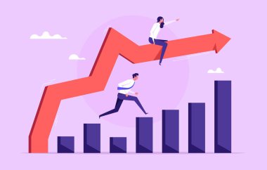 Business people competitive on Financial Graphs, winning, strategy to win business or career growth concept