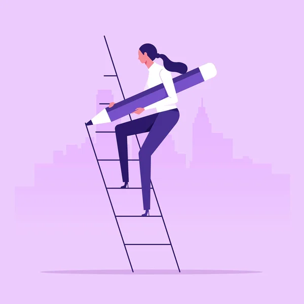 Créez Votre Propre Cheminement Carrière Succès Entrepreneur Monter Les Escaliers — Image vectorielle
