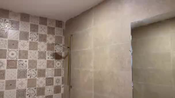 Empty Shower Room Hotel — Stock Video