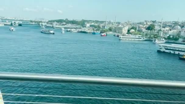 Imágenes Aéreas Ventana Coche Puente Galata Estambul — Vídeos de Stock