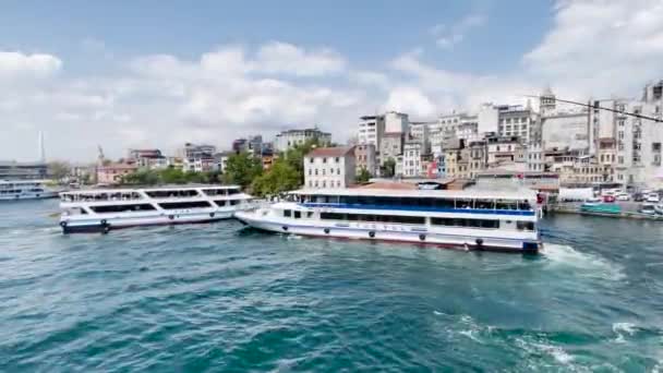 Färja Seglar Bosporen Floden Istanbul — Stockvideo