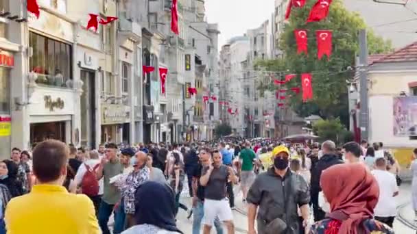Переполненная Улица Время Пандемии Ковида Стамбуле — стоковое видео