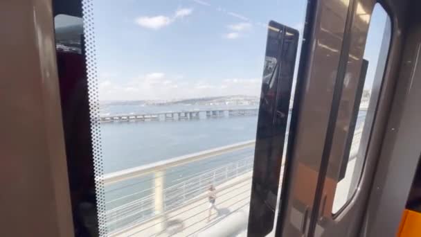 Vista Desde Tranvía Movimiento Sobre Río Bósforo Estambul — Vídeos de Stock