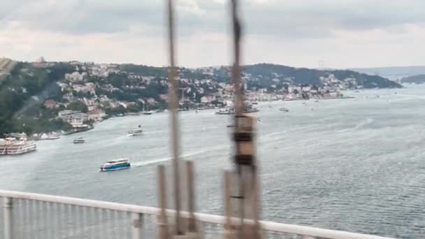 Съемка Воздуха Окна Автомобиля Мосту Галата Стамбуле — стоковое видео