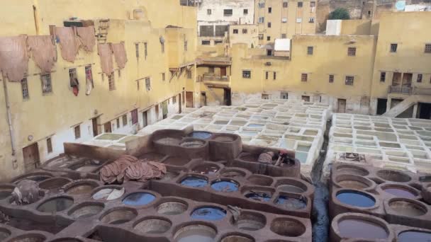 Curtiduría Chouara Antigua Medina Fez — Vídeo de stock