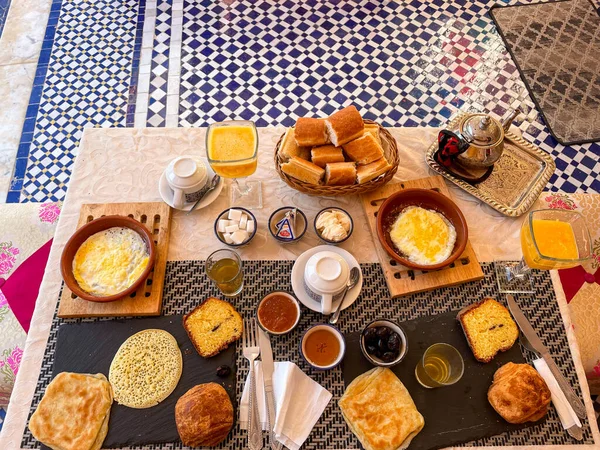Марокканський Сніданок Розкішній Бурі Старій Медині Феса — стокове фото