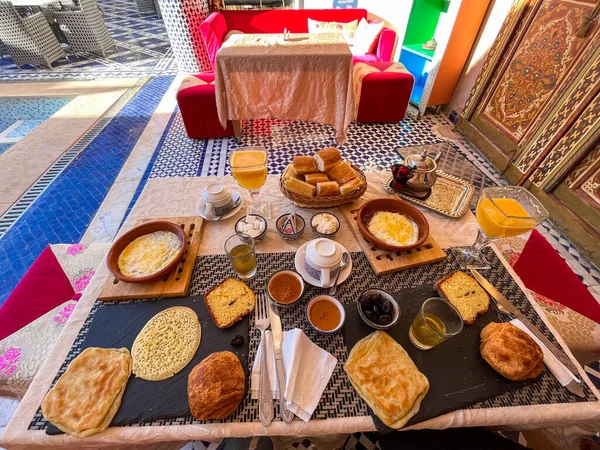 Moroccan Breakfast Luxurious Riad Old Medina — Stock Photo, Image