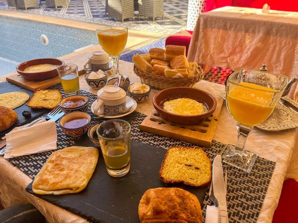 Moroccan Breakfast Luxurious Riad Old Medina — Stock Photo, Image