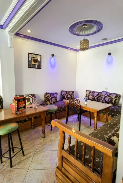 Interiör Marockansk Restaurang Med Traditionella Möbler — Stockfoto