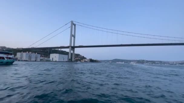 Vista Barco Vela Rio Bósforo Istambul — Vídeo de Stock