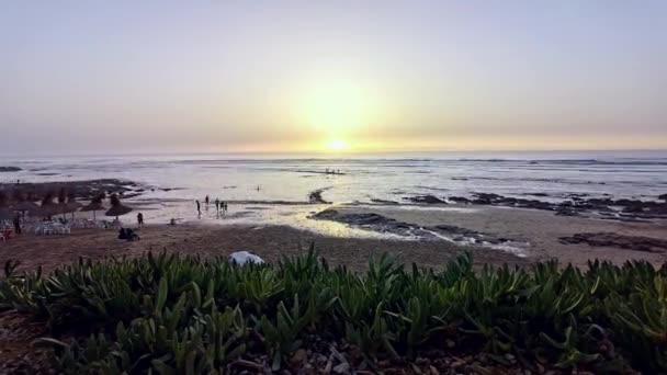 Zeitraffer Übergang Vom Sonnenuntergang Die Dunkle Nacht Über Der Küste — Stockvideo