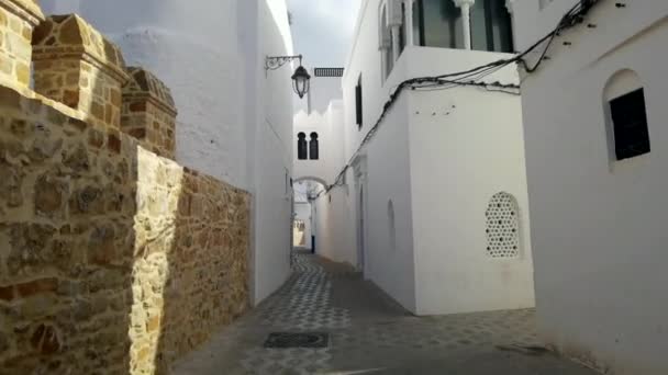Rue Vide Dans Médina Assilah Maroc — Video