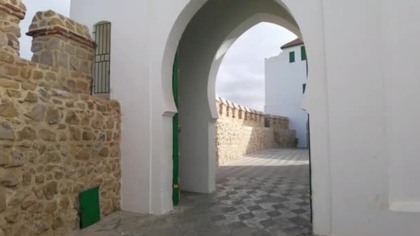 Vita Byggnader Medina Assilah Marocko — Stockvideo