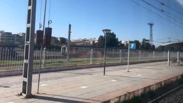 Vista Desde Ventana Tren Marroquí Movimiento — Vídeo de stock