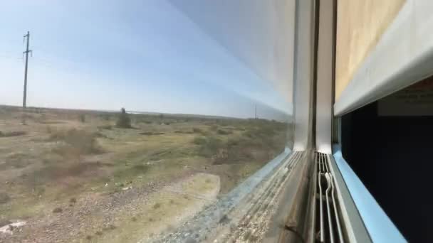 Zicht Vanuit Het Raam Van Een Marokkaanse Trein Beweging — Stockvideo