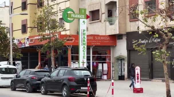Аптечный Знак Открытом Воздухе Марокко — стоковое видео