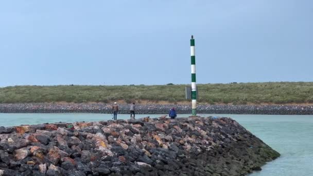 Gruppo Pescatori Che Pesca Nel Porto Mahdia — Video Stock