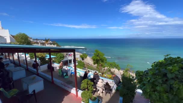 Vedere Panoramică Asupra Mării Mediterane Cafeneaua Hafa — Videoclip de stoc