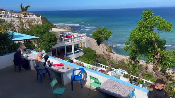 Πανοραμική Θέα Στη Μεσόγειο Θάλασσα Από Καφενείο Hafa — Αρχείο Βίντεο