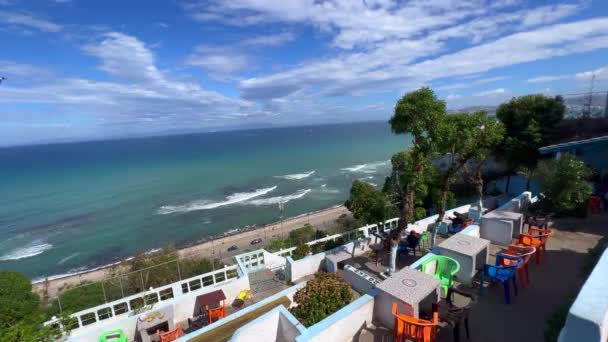 Panoramic View Mediterranean Sea Hafa Cafe — Stock Video