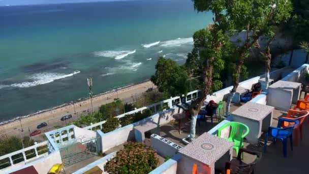 Vista Panorâmica Sobre Mar Mediterrâneo Partir Café Hafa — Vídeo de Stock