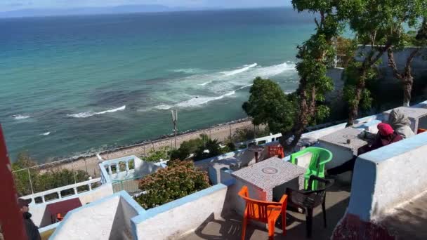 Panoramic View Mediterranean Sea Hafa Cafe — Stock Video